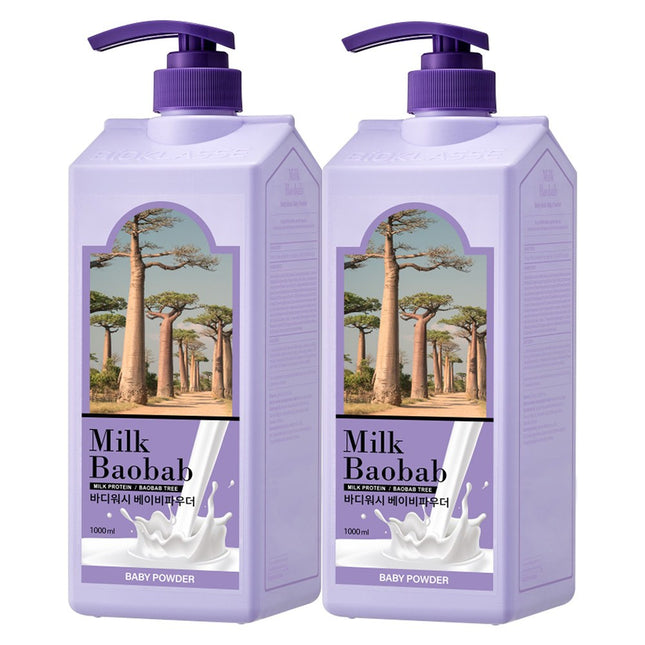 MILK BAOBAB  Body Wash Baby Powder Scent, 1L, 2 Count