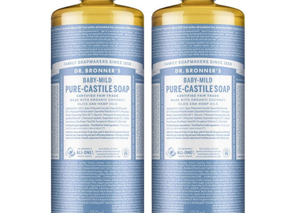 DR. BRONNER'S  Baby Mild Face and Body Pure Castile Soap Bar, 950ml, 2 Count