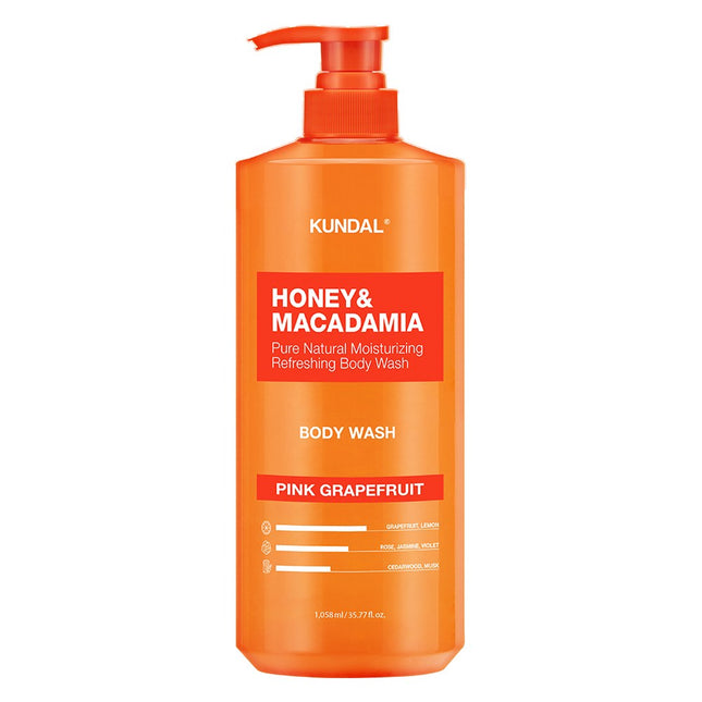 KUNDAL  Honey & Macadamia Pure Body Wash Pink Grapefruit, 1058ml, 1 count