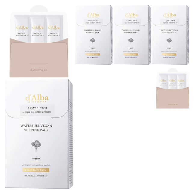 D'ALBA  Waterful Sleeping Pack 4ml x 24p + Kit 4ml x 3p, 108ml, Set of 2
