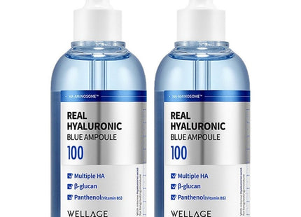 WELLAGE  Real Hyaluronic Blue Ampoule, 100ml, 2 Count